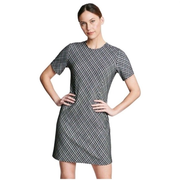 NWT SPANX Women’s M Ponte Jacquard Mini Dress Black And White Bodycon Stre - Picture 1 of 3